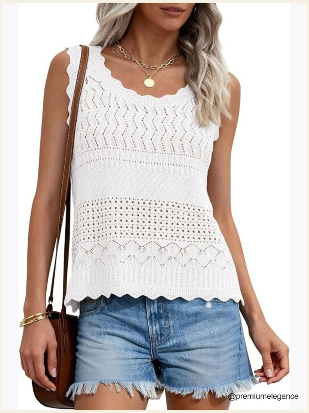 Crochet Tank Top Sleeveless Tunic Lace Summer Beach Vacation Boho Tops